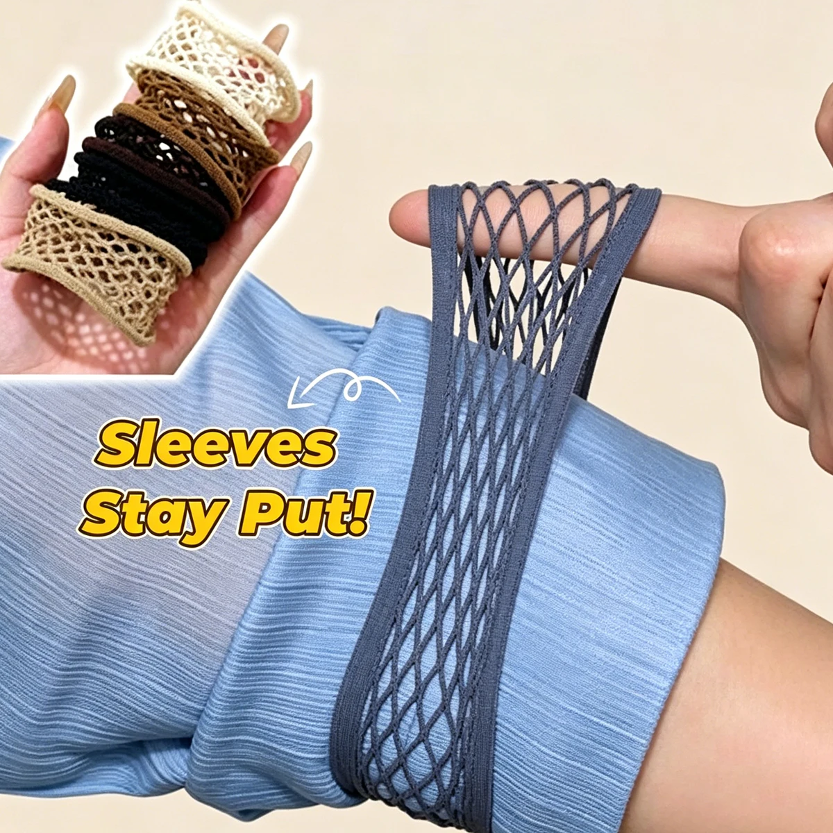 Clothing Sleeve Fixing Tool, Long Sleeve Cuffs of Suits and Shirts Can Be Shortened with Elastic Bands, Can Be Used as Hair Ties, High-Elastic Arm Bands, Elastic Sleeve Cuffs for Shirts, Elastic Sleeve Bands for Men and Women