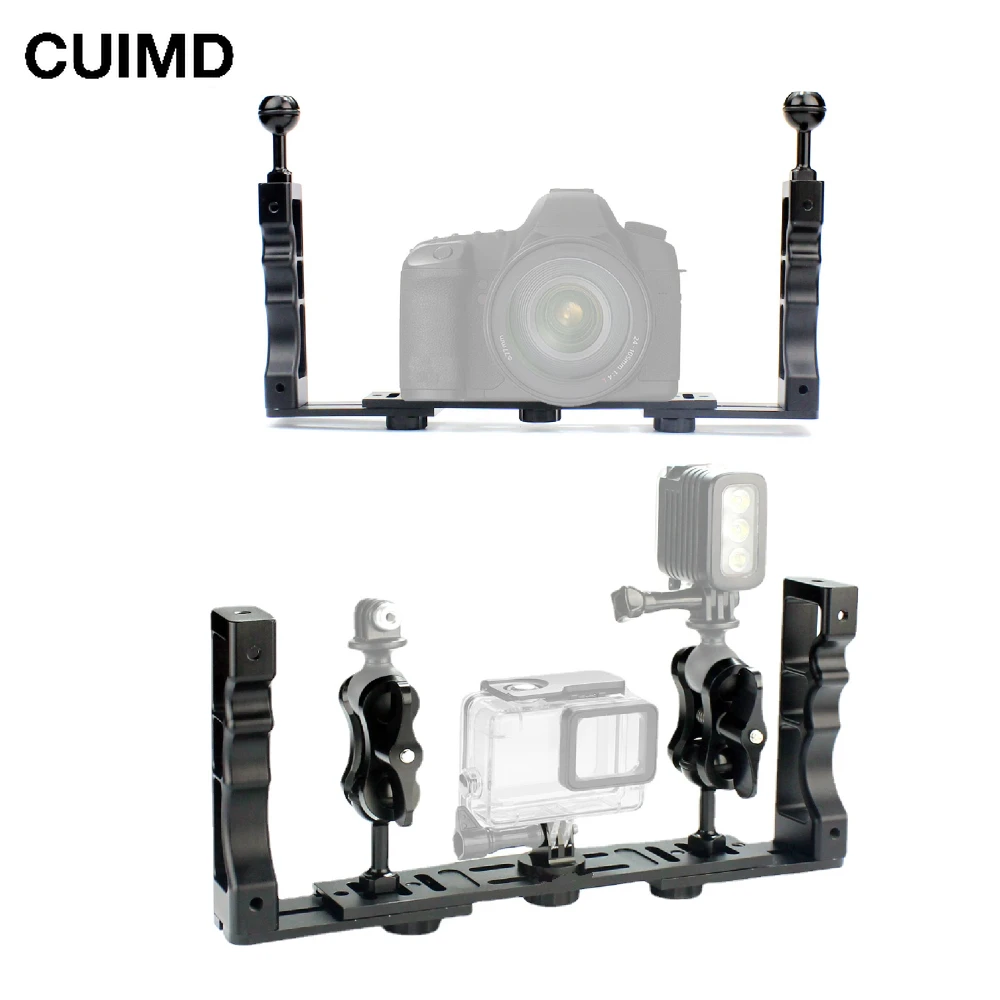 

Aluminum Alloy Underwater Waterproof Shell Tray Housings Arm for Gopro Action Camera Holder Double Grip Dive Spare Parts