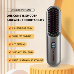 Household Wireless Portable Digital Negative Ion Straight Hair Comb TYPE-C Charging Roll Dual Purpose Straight Comb
