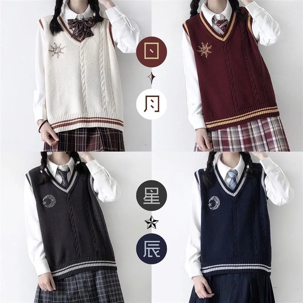 

New Spring Autumn Winter JK Uniform Japan Korean Preppy Style Knitting Vest Loose High School Student Outfits Girl Women Tops