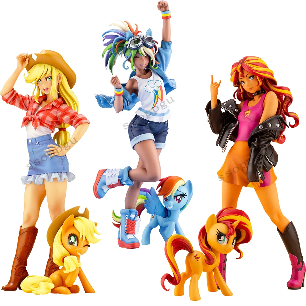 

My little Pony Bishoujo Rarity Sunset Shimmer Applejack Twilight Sparkle Pinkie Pie Anime PVC Action Figure Toy Collection Doll