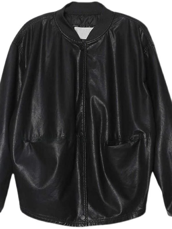 Manteau ample et Long en cuir PU Sve ort pour femme, manteau à col de Baseball polyvalent et décontracté, automne Faion artistique Sle