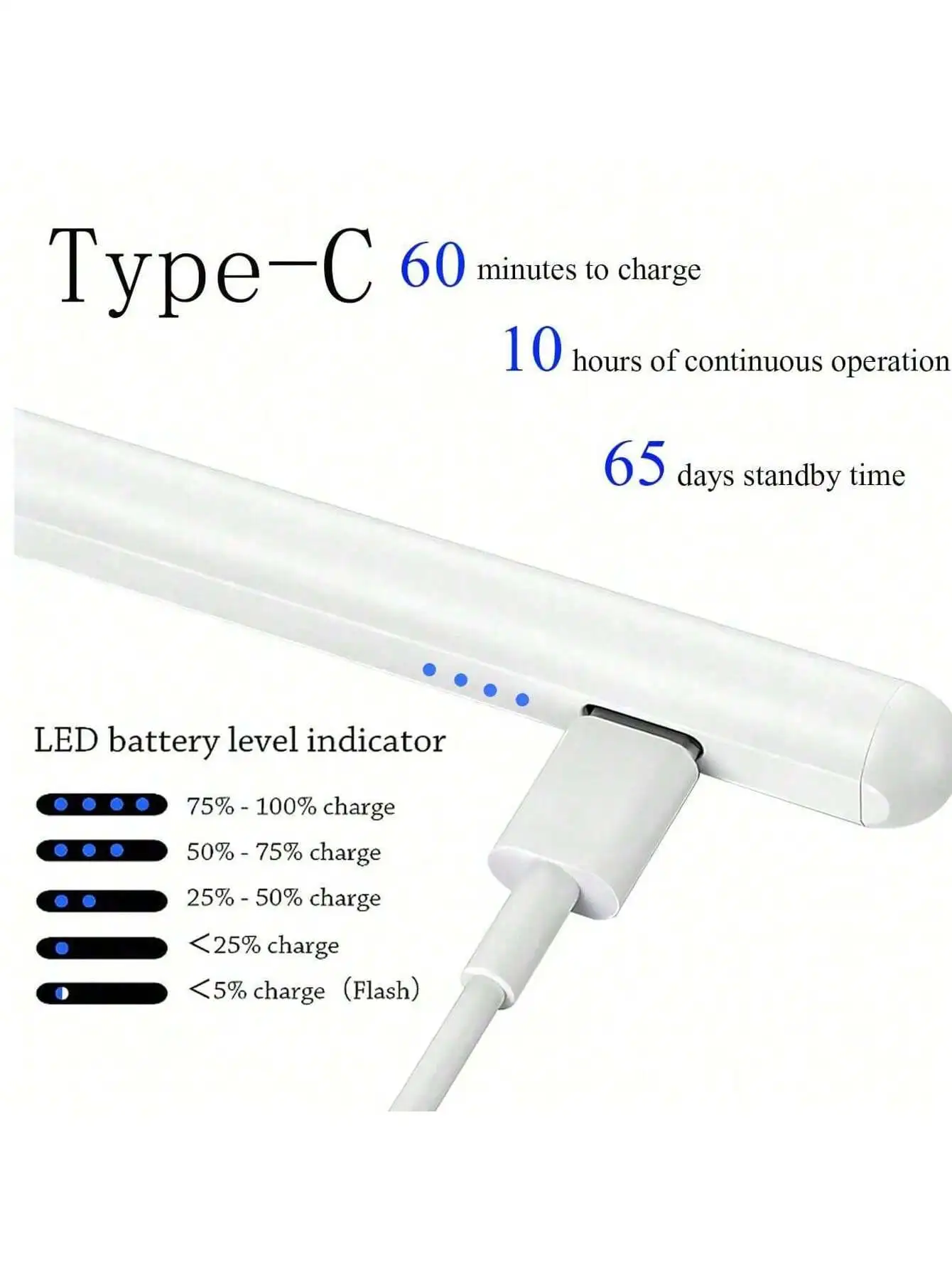 Caneta Stylus Capacitiva Universal para /Ios/Android, Lápis Capacitivo Recarregável [2 Pontas Stylus + 1 Cabo de Carregamento]