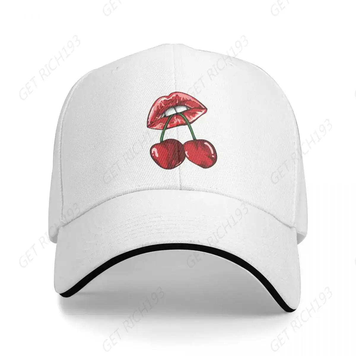 

Cherry Big Red Mouth High Qualiy Baseball Cap Unisex Cherries Fashion Hip Hop Trucker Caps 2024 New Sunscreen Hats