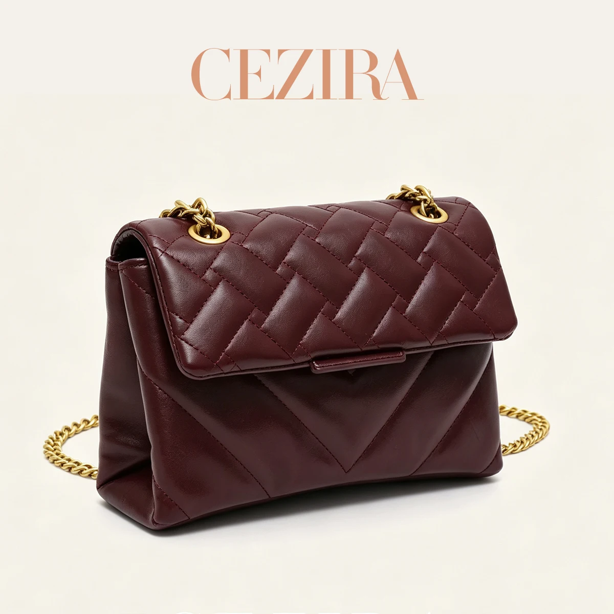 CR Luxury Metallic PU Quilted Flap Messenger Shoulder Bag Women Elegant Handbag Versatile Daily Shopping Perfect Street Travel