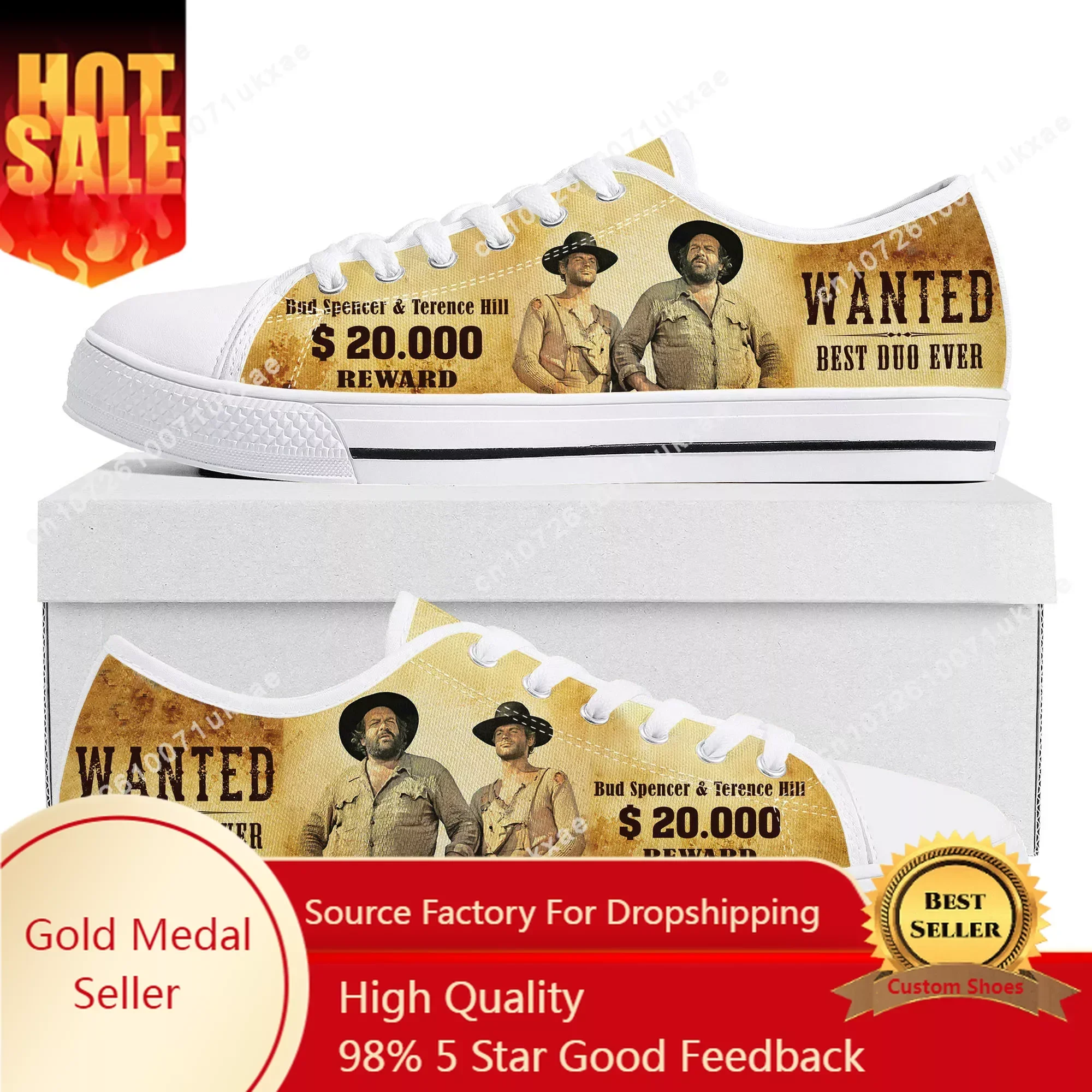 Bud Spencer Terence Hill Low Top Sneakers Mens Womens Teenager Canvas Sneaker Casual Custom Made Shoes Customize DIY Shoe