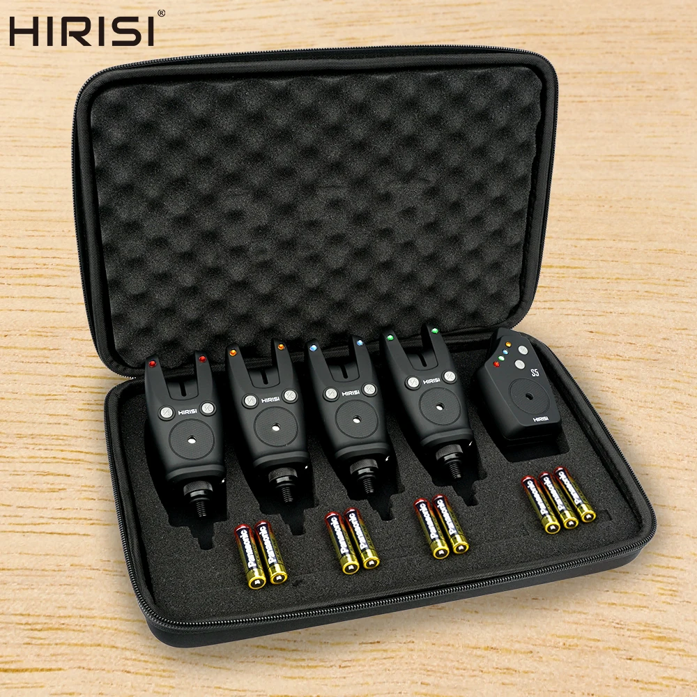 Hirisi اللاسلكية الكارب الصيد إنذار مجموعة مقاوم للماء ، أجهزة إنذار لدغة الصيد الصيد دغة مؤشر الصيد الملحقات S5
