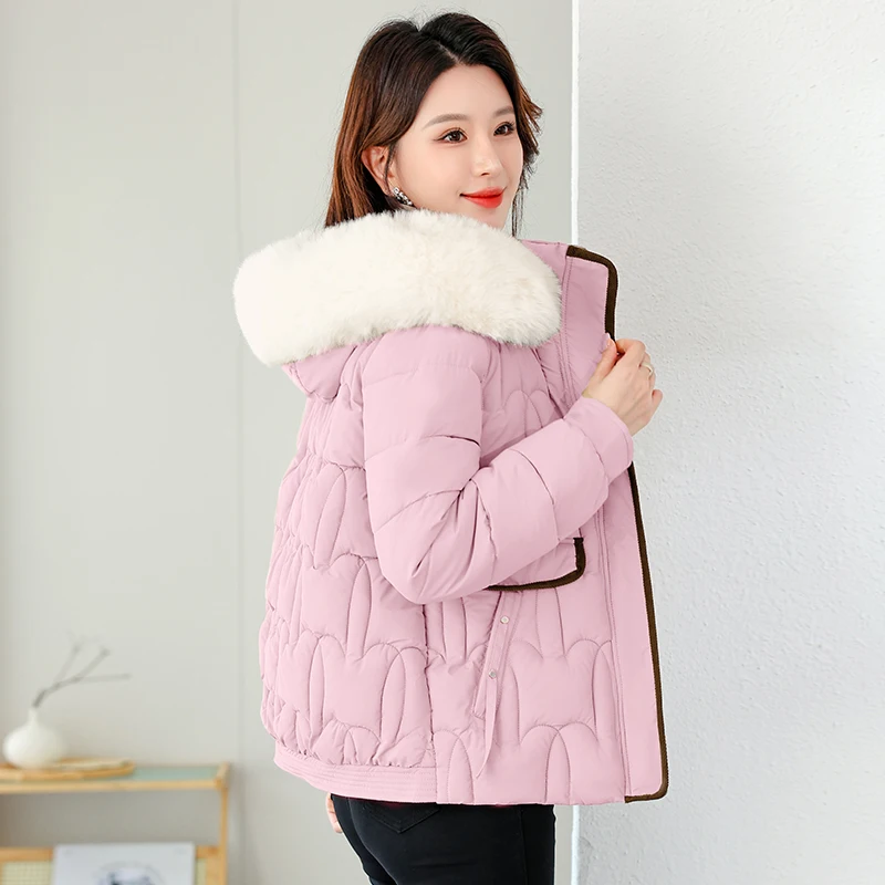 

Женское хлопковое джатовое пальто маленького размера Thiened Bread со съемным меховым воротником, свободный крой, корейский Sle