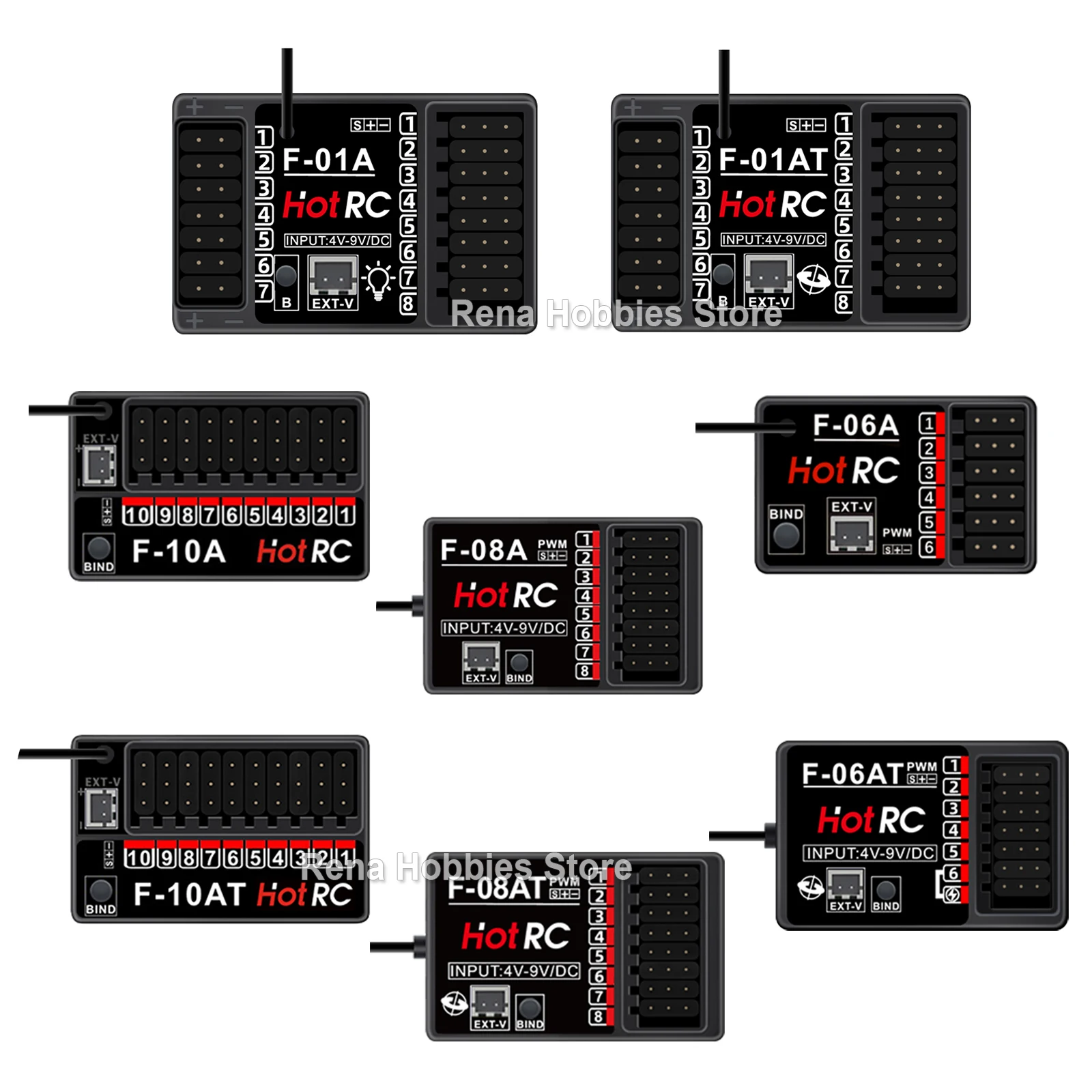 HOTRC 2.4Ghz 6CH 8CH 10CH F-06A F-08A F-01A F-10A Optional Gyro Receiver for Hot RC DS600 CT-6A CT-8A CT-10B HT-10A Transmitter