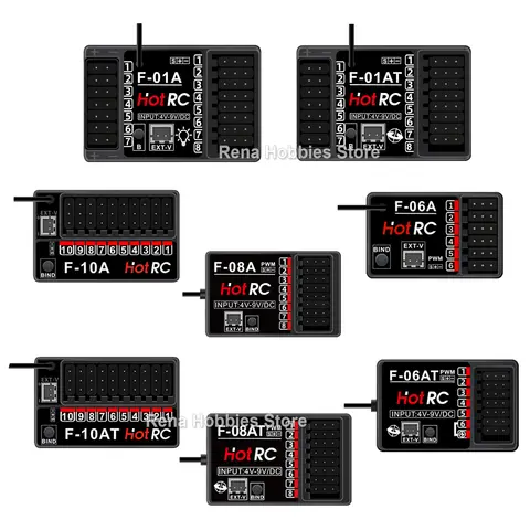 HOTRC 2.4Ghz 6CH 8CH 10CH F-06A F-08A F-01A F-10A Optional Gyro Receiver for Hot RC DS600 CT-6A CT-8A CT-10B HT-10A Transmitter