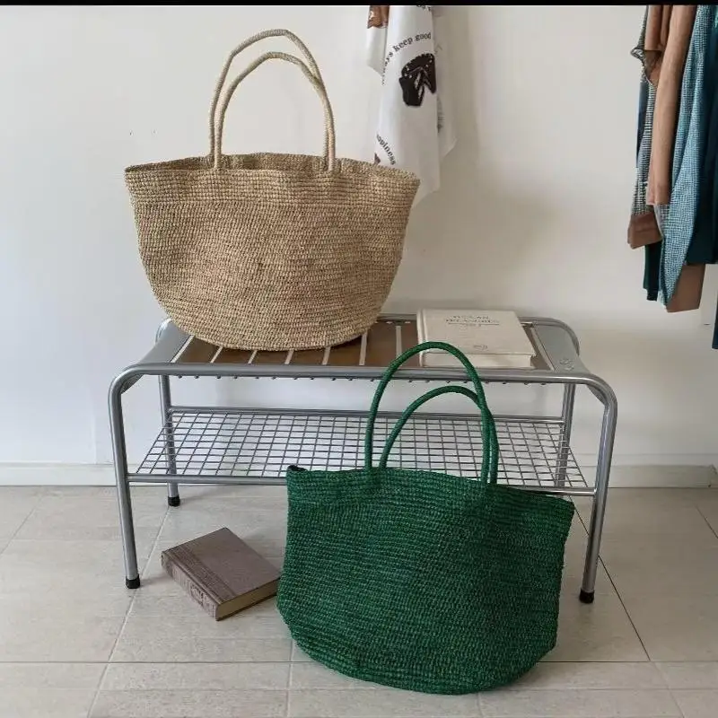 2026 Große handgewebte Raffia-Strohtasche für Damen – Luxuriöse Schultertasche für Freizeit, Sommer, Strand, Reisen und Shopping – Detail 16