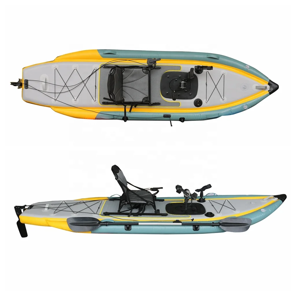 One Person Inflatable Two Pedal System Fins Pedal Drive or Propeller Pedal Sea Kayak Sport Fishing  Hot Selling 12 Foot