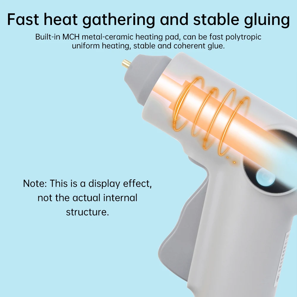 Pistola de cola quente digital 25w, iluminação led, recarregável, pistolas de silicone quente com 22 peças de cola, anti-escaldante, ferramenta de reparo diy