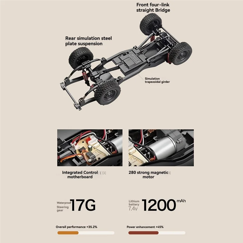A30F-2.4G captador em escala completa caminhão curto 4WD carro de escalada carro RC controle remoto para modelo MN MN82S 1:12