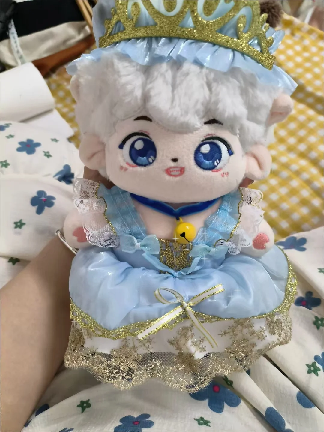 2025 New 20cm retro palace style blue gold lace Lolita wearing crown and socks princess dressDIY Doll Love and DeepSpace