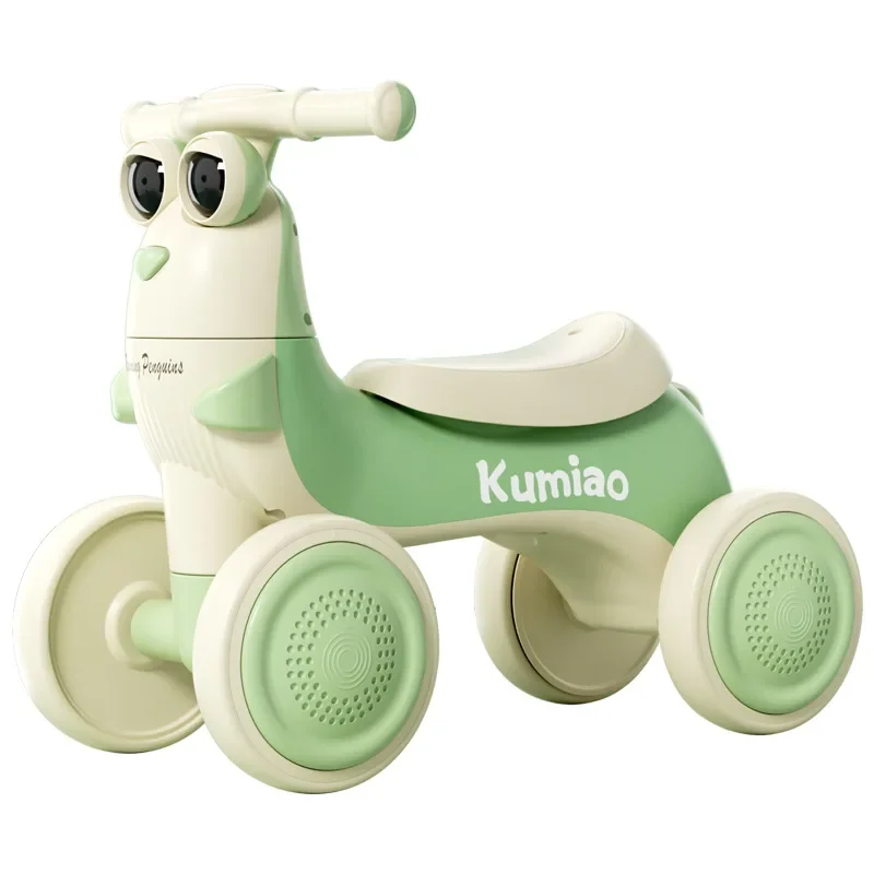 دراجة ذات 4 عجلات للأطفال من سن 1-3 سنوات تعلم ركوب سكوتر الطفل مع أضواء LED للموسيقى سكوتر للأطفال الصغار توازن البطريق الكرتوني