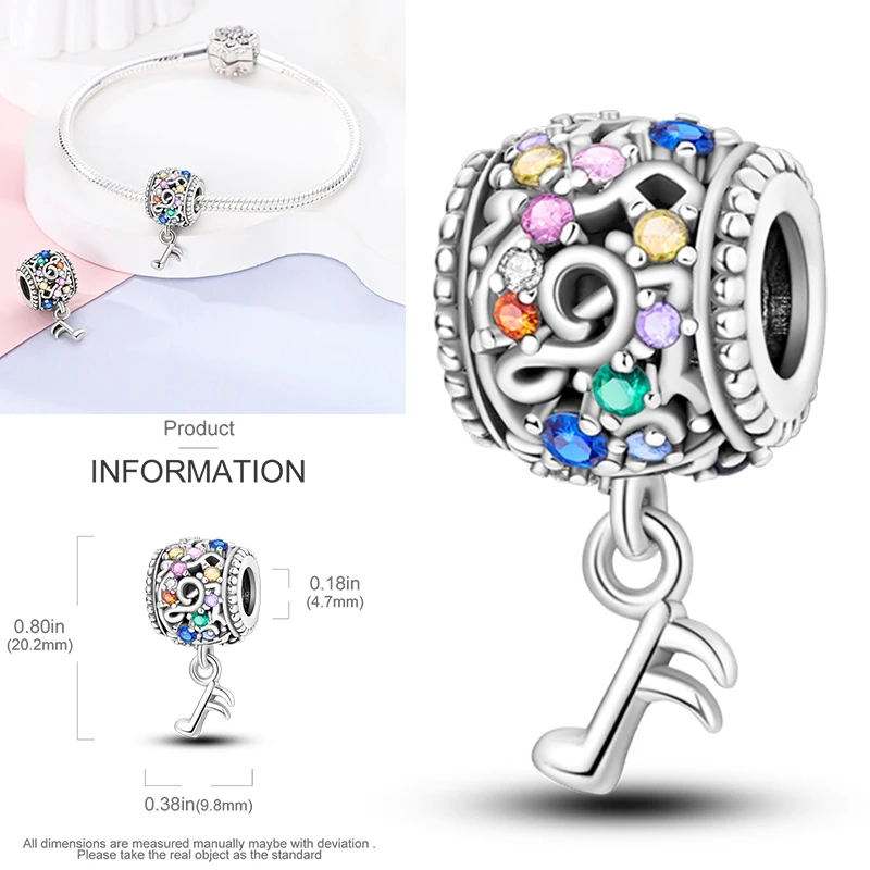 2026 Neuer Musik-Charm aus 925 Sterling Silber, Musiknoten-, Kopfhörer- und Gitarren-Anhänger, passend für europäische Armbänder, DIY-Geschenk für Frauen – Detail 12