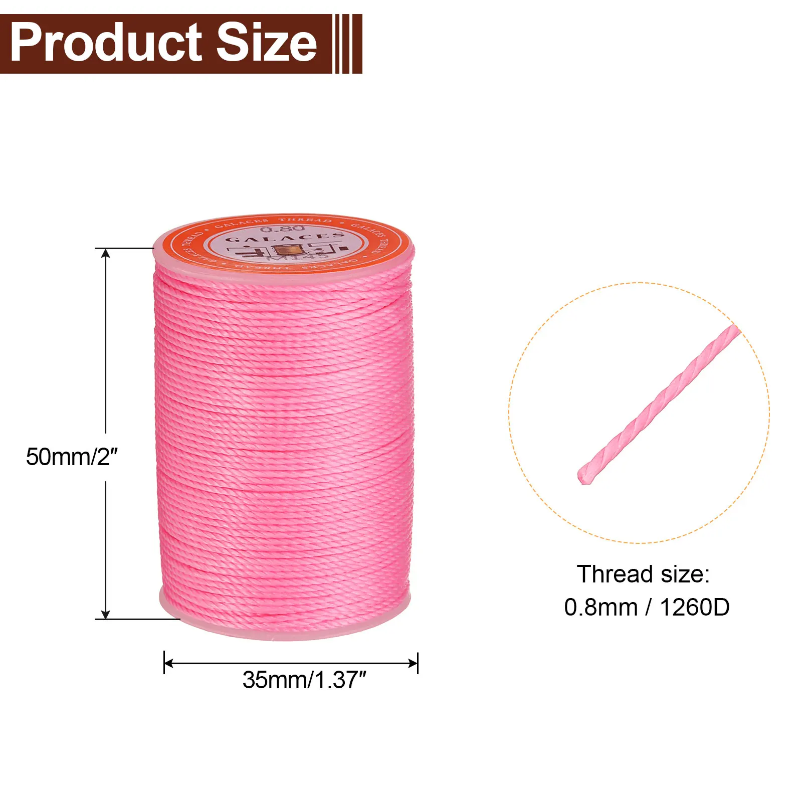 Round Leather Sewing Waxed Thread, 55m/60 Yards Polyester Wax String, 0.80mm Wax Stitching Cord for Bookbinding, Braided, 2pcs