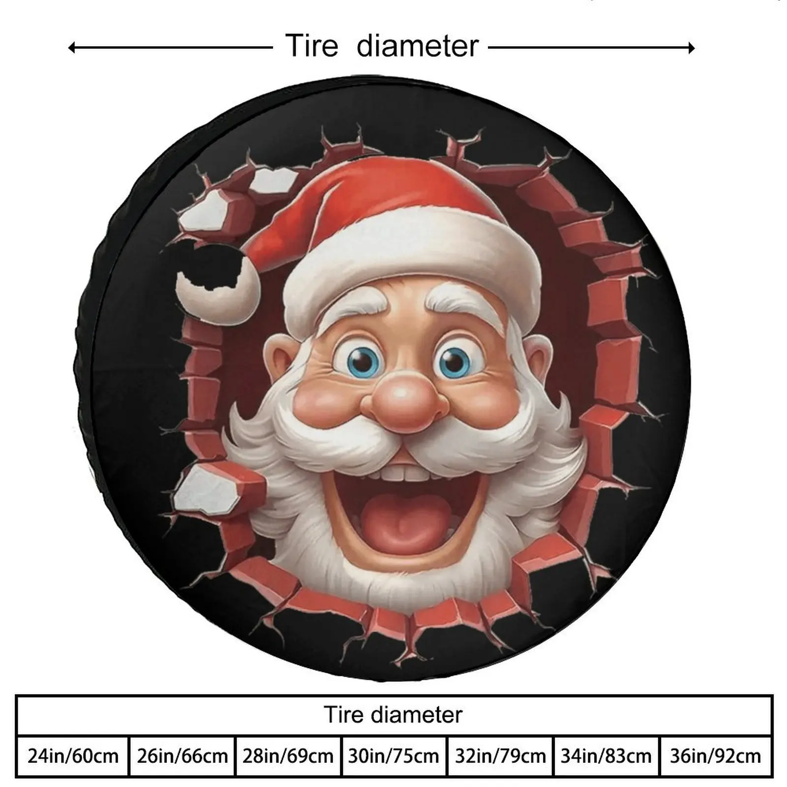 Santa Claus Breaking Through Spare Tire Cover Rainproof Protector for RV Camper Trailer Wheel