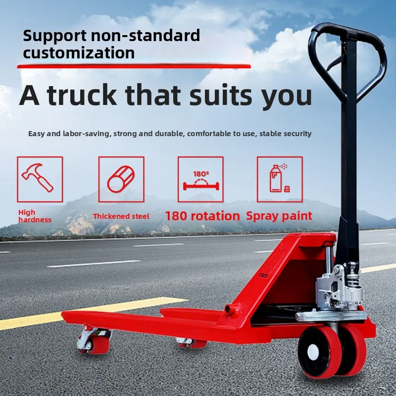 3 Ton Manual Forklift Extended Widened Lifting Logistics Pallet Truck 5t Loading Capacity Hydraulic Pallet Jack