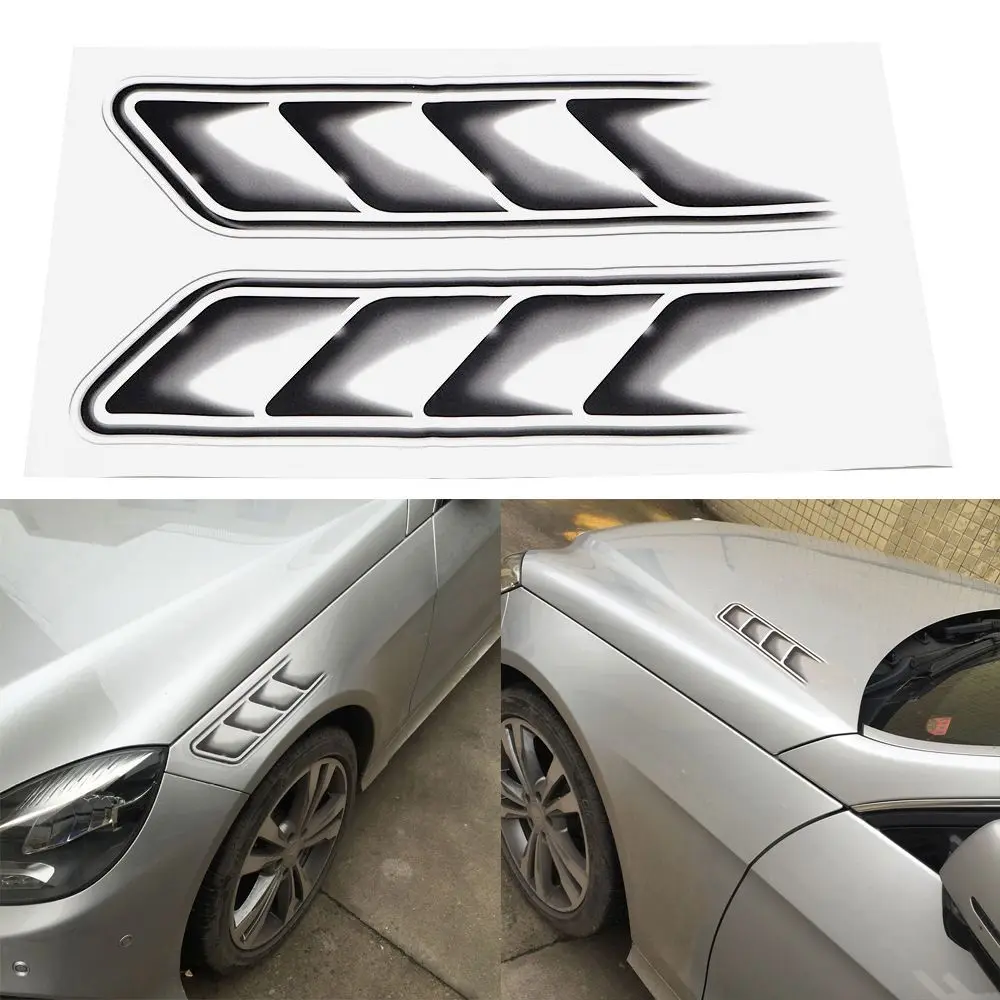 

2pcs/Set 3D Shark Gills Car Stickers and Decals Auto Sticker Car Vent Air Flow Fender Decor Car- styling Waterproof 40*24cm