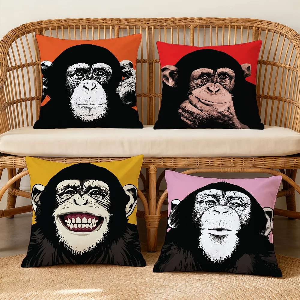 Pop Art “Four-No Monkey” Cushion Cover Square Decorative Throw Pillow Case Sofa Bed Living Room Anniversary Gifts