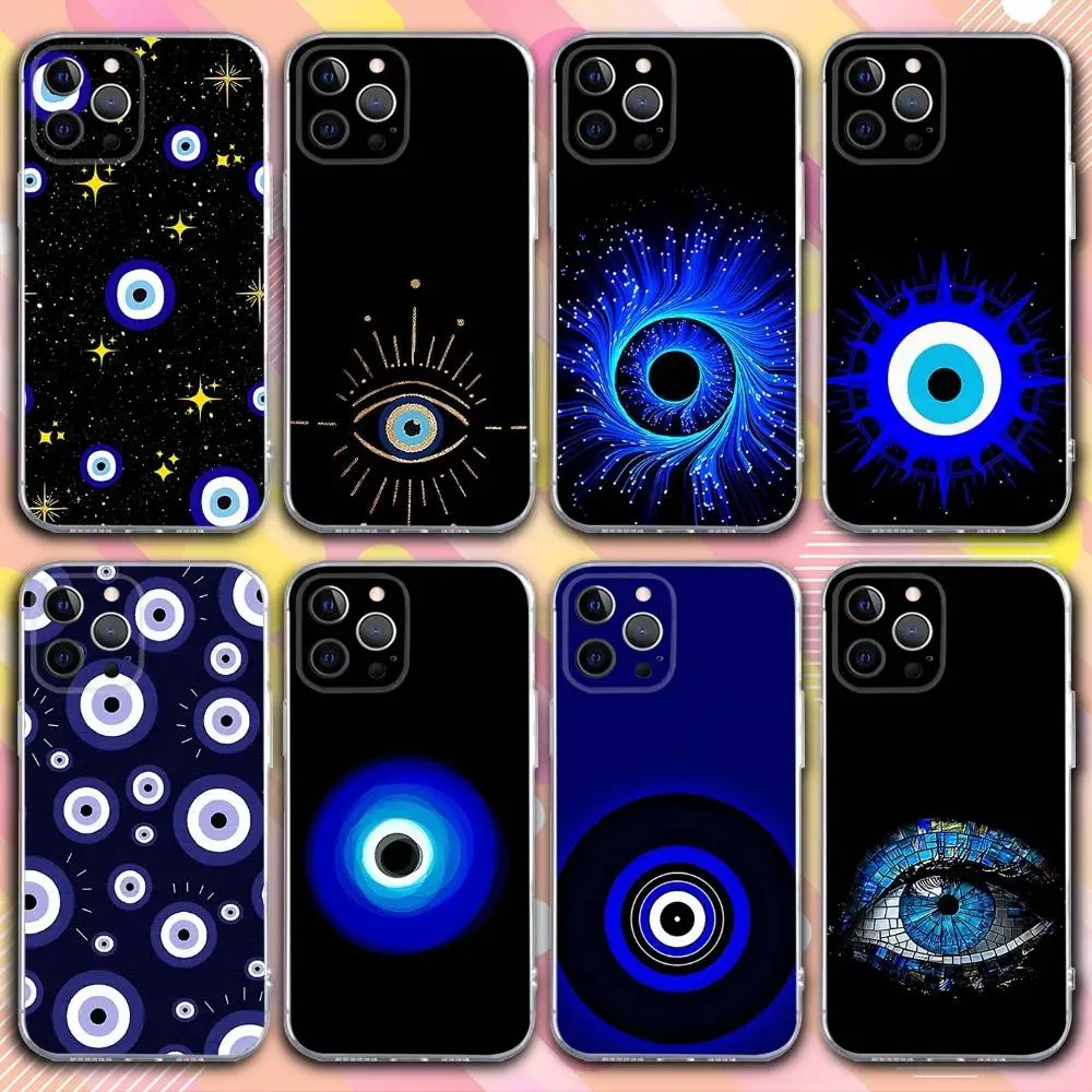 

Lucky Blue Evil Eye Phone Case For iPhone 17,16,15,14,13,12,11 Pro,Max,Plus,X,XS,XR,SE4,E Mini Transparent Soft Cover