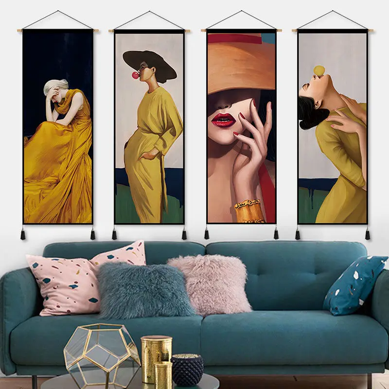 Modern Models Female Portraits Tapestries Living Room Decorative Paintings Abstract Beauties Corridor Murals Light Luxury Art