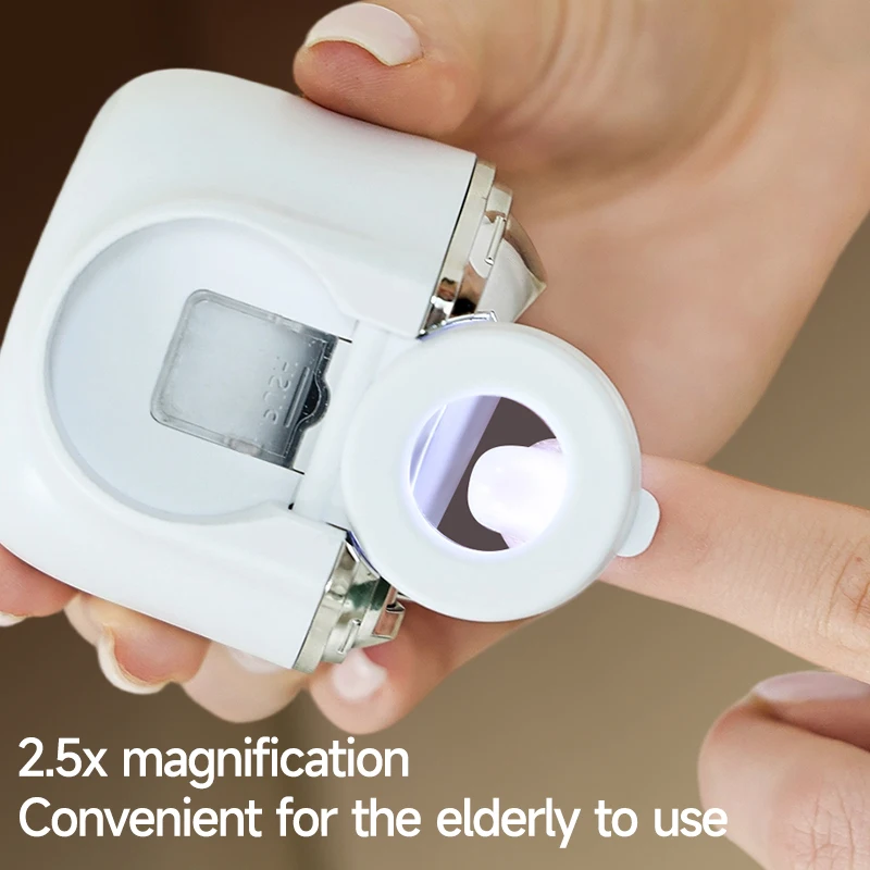Coupe-ongles électrique multifonctionnel avec loupe à lumière LED pour le meulage des ongles Nail Art adapté aux nourrissons et aux adultes