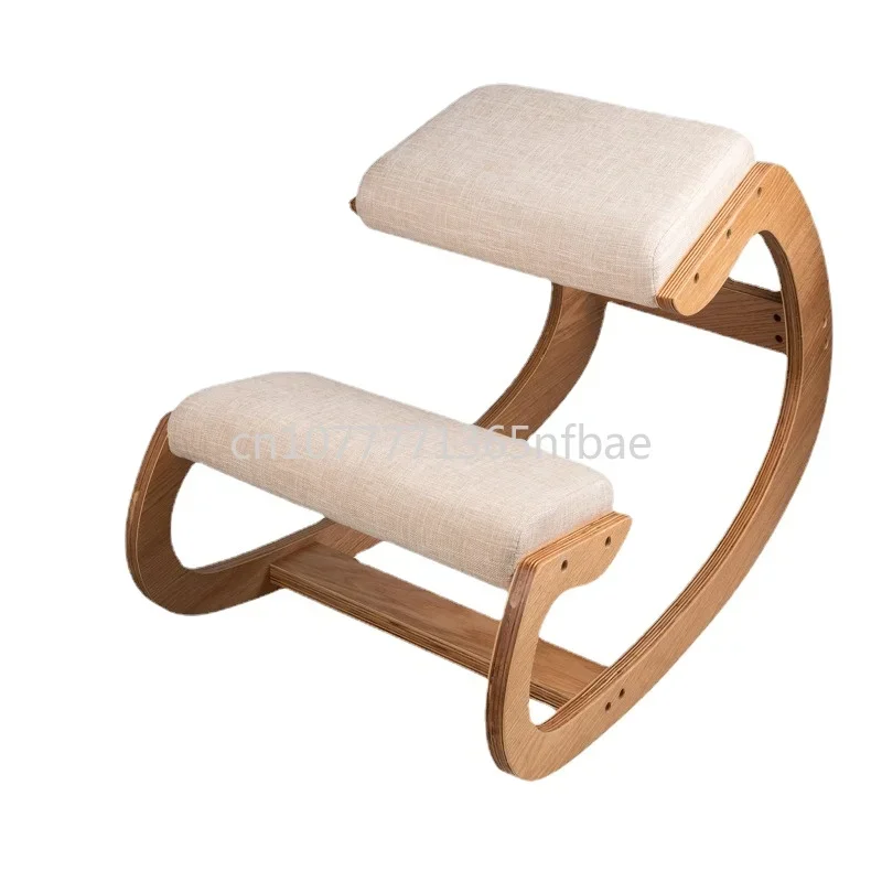 Improving posture, computer chair rocking wooden knees, ergonomic kneeling chair with thick padding, home office chair