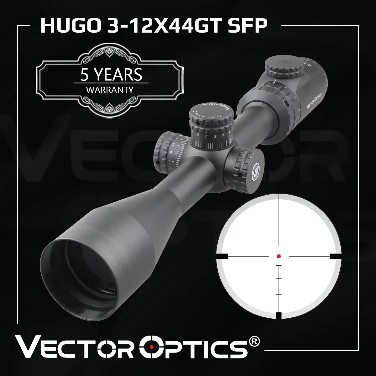 Vector Optics Hugo 3-12x44 GT Riflescope 11 Levels Red Hunting Rifle Scope Optical Sight 1 Inch 25.4mm Shock Proof .308win