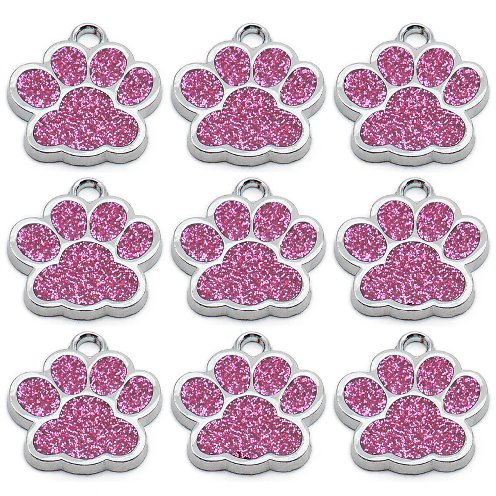 Wholesale 20Pcs Paw Blank Decoration Dog Pet Id Tags Anti-loss Plate Alloy Lable Personalized Keryrings Accessories