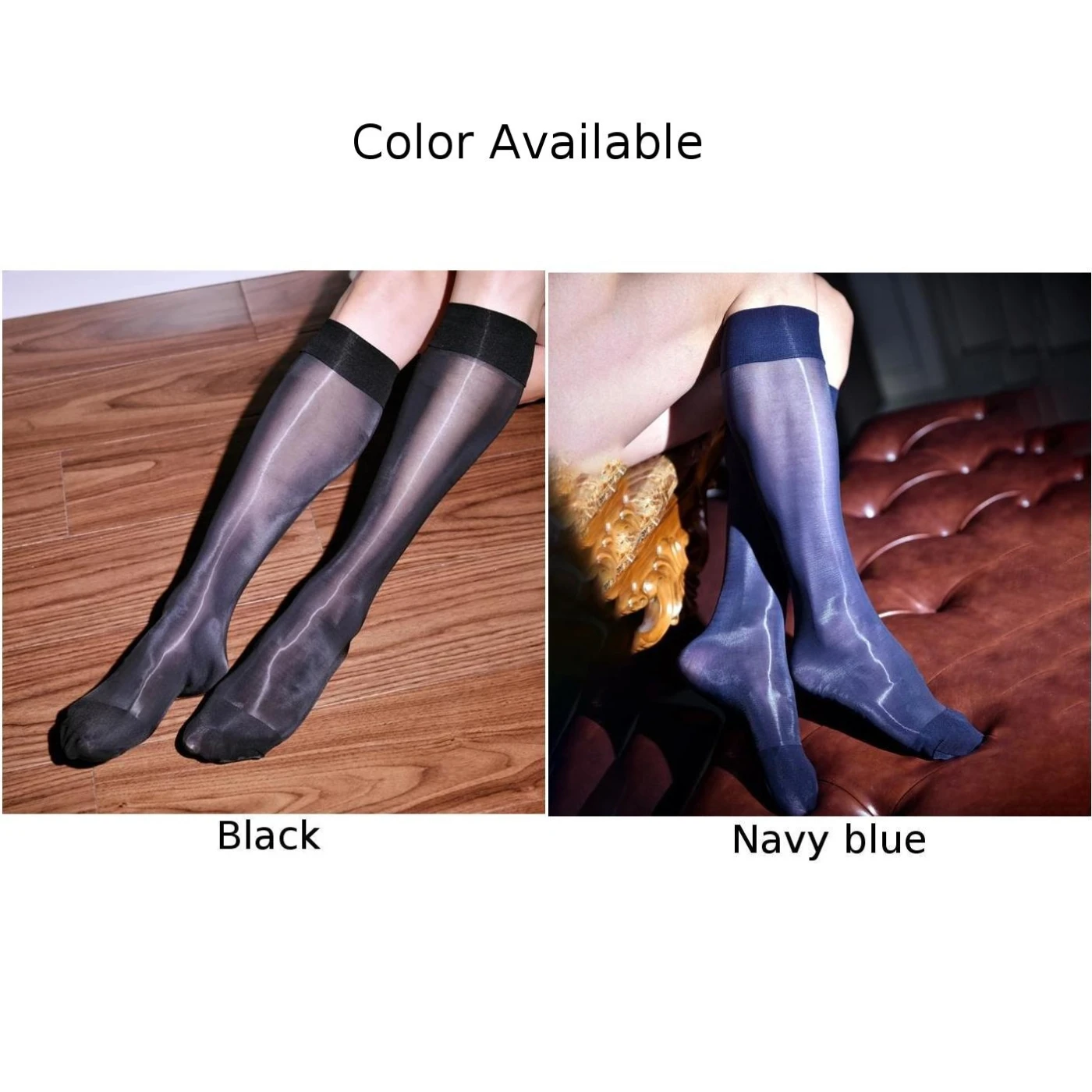 New Oil Shiny Transparent Stockings Stretchy Knee High Socks Hoisery Sheer Pantyhose Middle Tube Socks Sheer Hosiery For Men