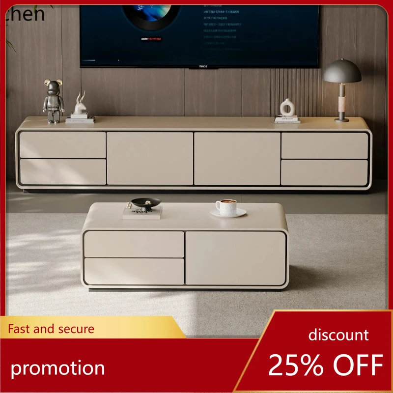 

Напольный телевизионный шкаф HXL в стиле минимализм и легкая роскошь, комбинация с журнальным столиком для небольшой квартиры