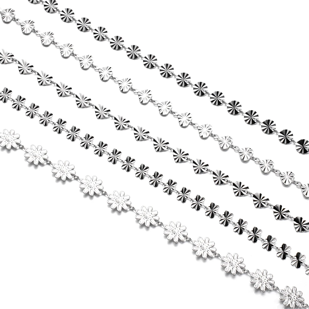 2Meter/Pack Various Stainless Steel Shell Butterfly Heart Shape Chains For DIY Necklace Bracelet  Jewelry Making Accessories
