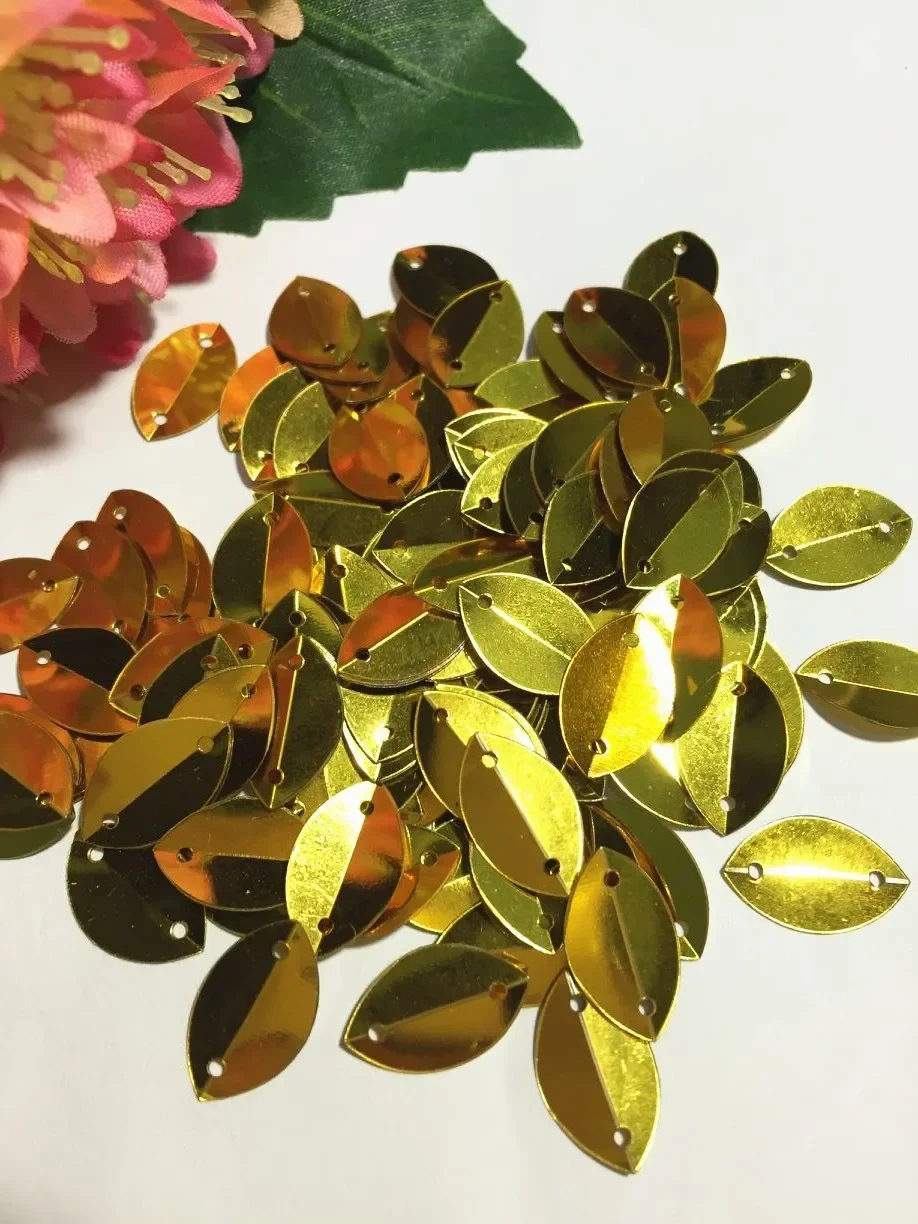 800pcs 9*15mm Cup Oval Folded Sequins For Crafts Loose Paillettes Sewing,Wedding,Kids DIY Garment Silver Gold Green