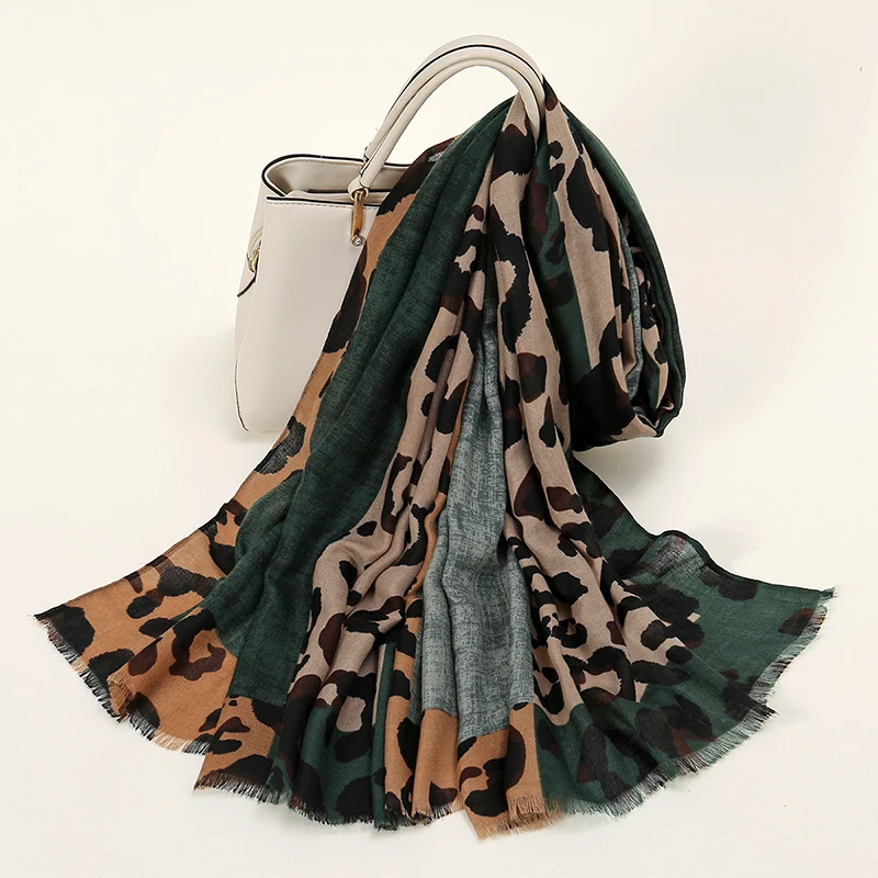 Spring Designer unique luxury brown ladies wild leopard scarf female long scarf shawl thin brown fashionable scarf long shawl