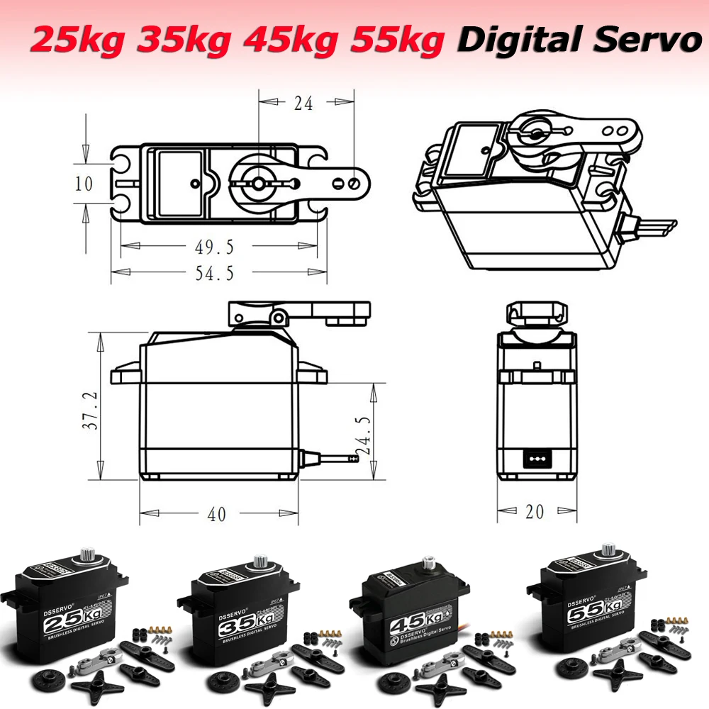 

Brushless Servo 25kg 35kg 45kg 55kg BLS3355 BLS3335 BLS3325 BLS3245 Digital Servo For Remote Control Baja Crawler Cars Robot