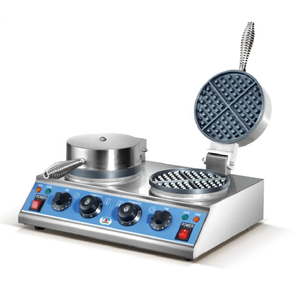 Hot SelSwitchable Furnace Plate Shape Digital Automatic Control Rotate Electric Stainless Steel Waffle Maker For Snack Equipment