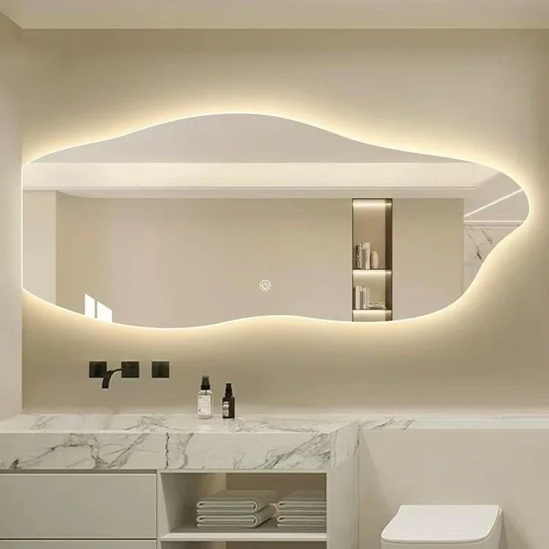 Wavy Cloud Mirror Hanging Light Dressing Table Makeup Hanging Save Space Mirror Large Size Spiegels Space Saving Furniture