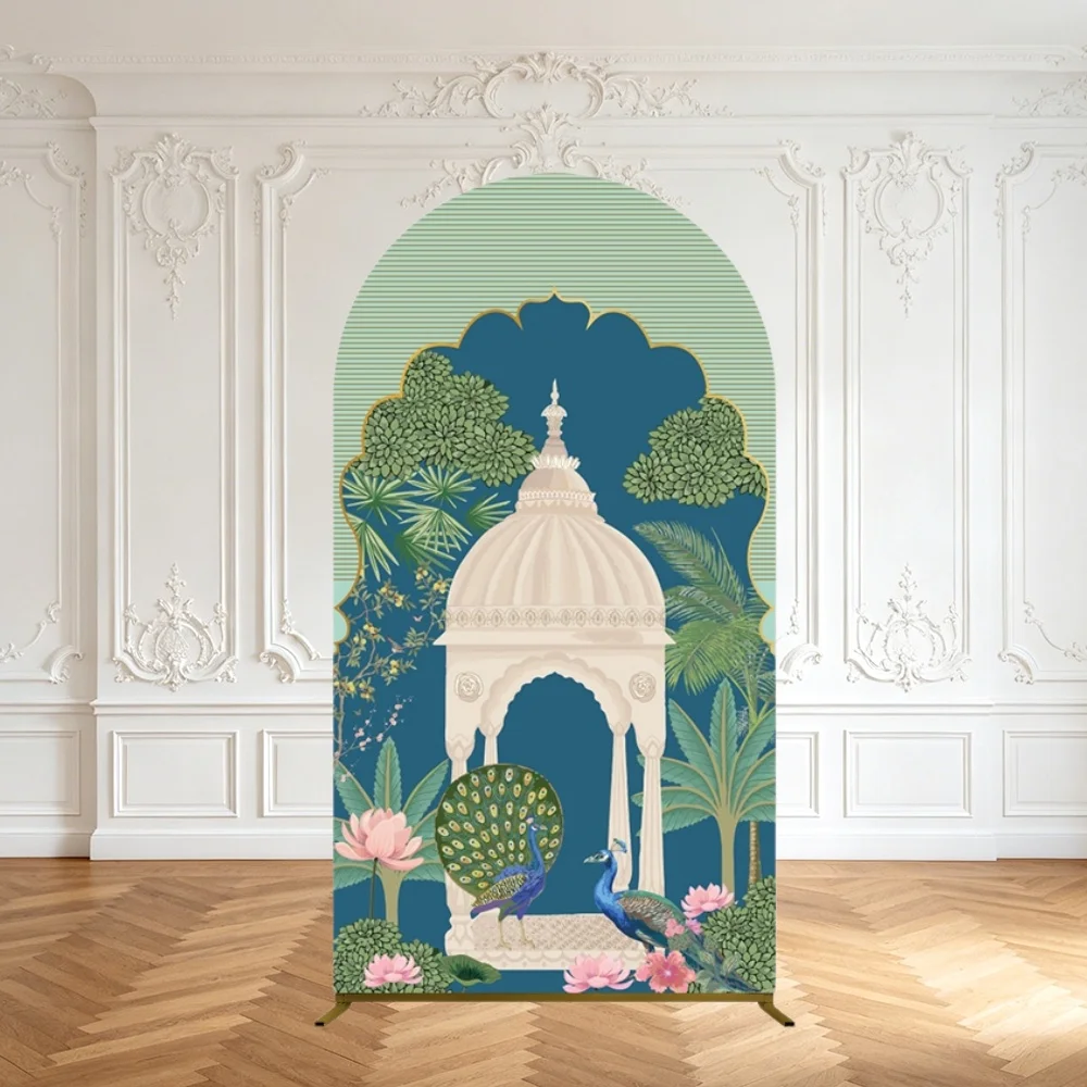Peacock Green Arch Backdrop Cover Indian Style Princess Baby Shower Birthday Wedding Party Decor Chiara Wall Arch Background