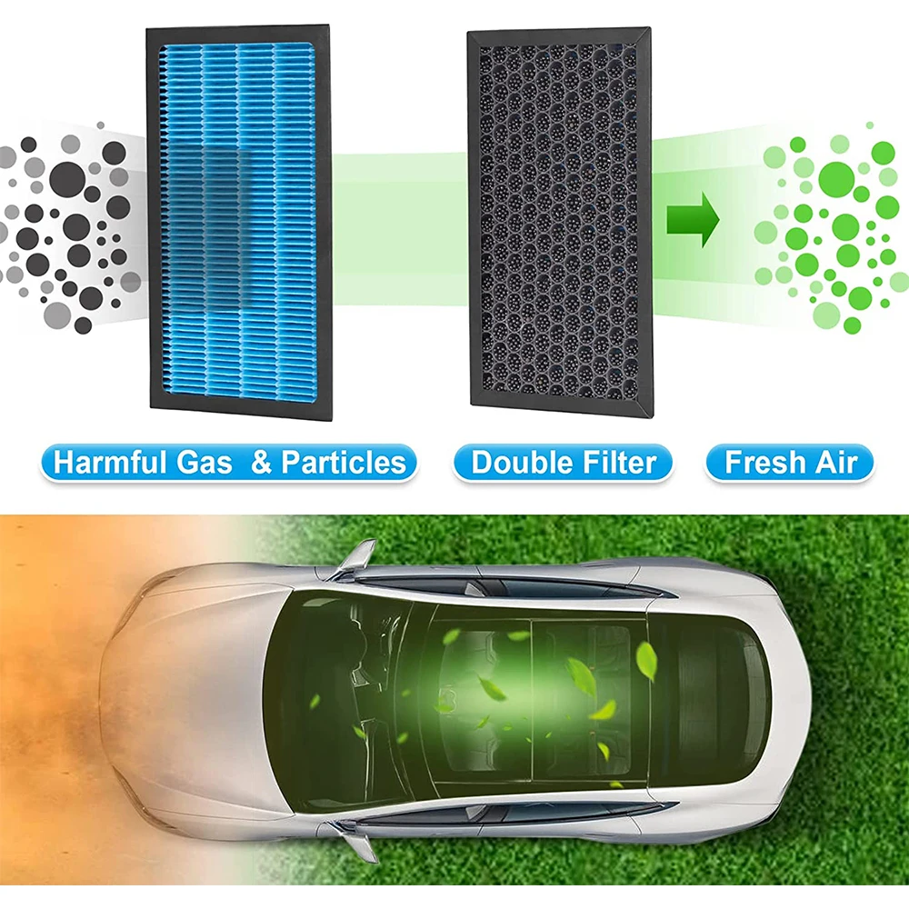 For Tesla Model 3 HEPA Activated Carbon Air Filter Built-in Air Conditioning Filter Air Grid Purification Carbon Particle Filter