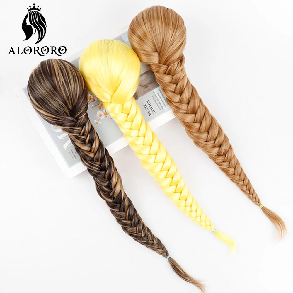 

Long Ponytail Hair Extension 15 Inches Fishtail Braids Ponytail Women Curly Synthetic Fishbone Ponytail Fake Hair Alororo