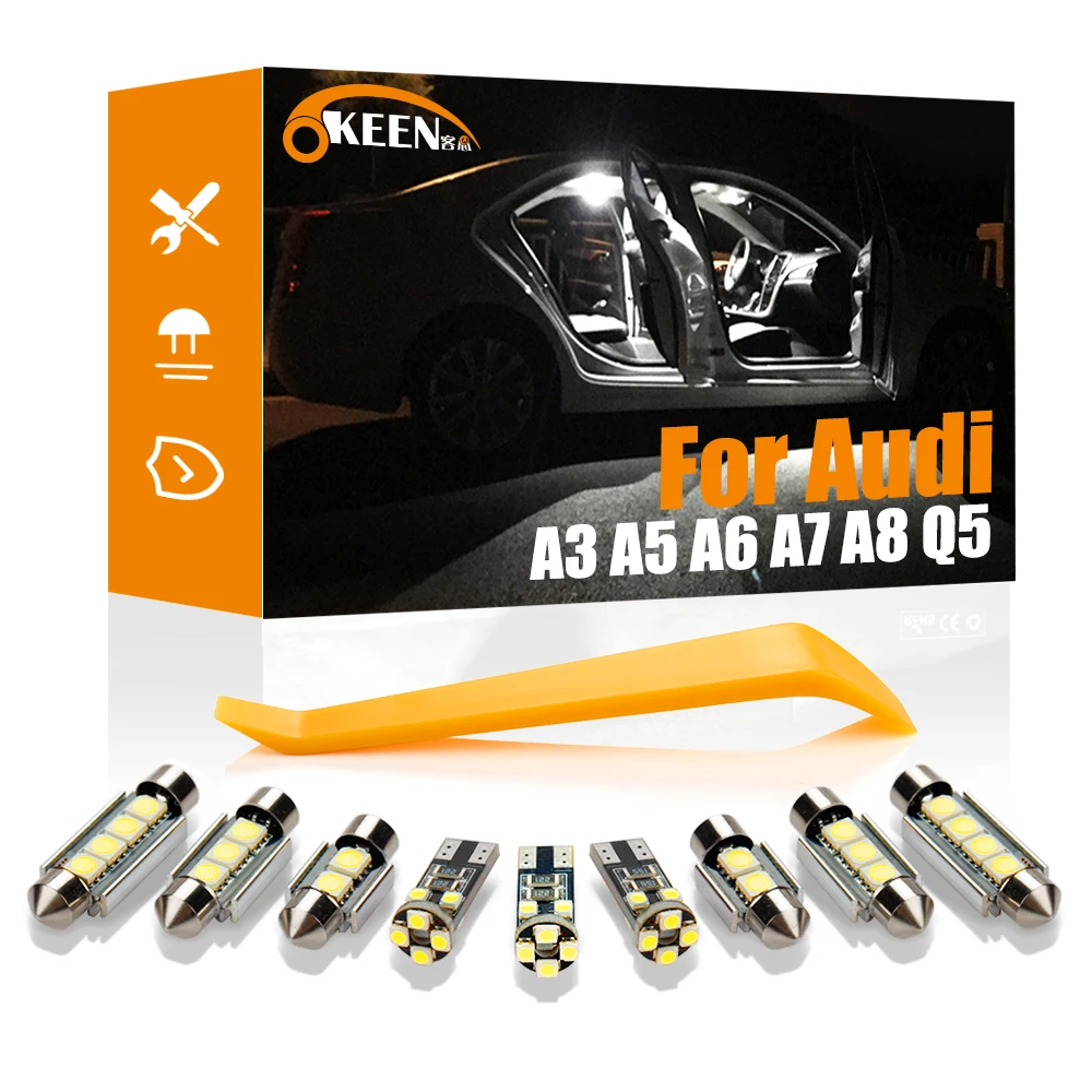 

OKEEN Fit For Audi A3 A5 A6 A7 A8 Q5 D2 D3 C5 C6 C7 S3 RS3 TT TTS 8N 8J 8N3 8N9 8J3 8J9 Canbus LED Interior Map Dome Trunk Light