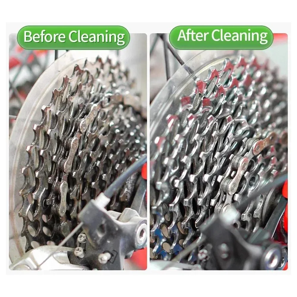 Kit de limpieza de cadenas de bicicleta con 125 ml de aceite lubricante, herramientas de limpieza para eliminar profundamente la suciedad, prevenir la oxidación y garantizar un pedaleo silencioso, ideal para bicicletas de montaña, bicicletas de carretera y bicicletas eléctricas.