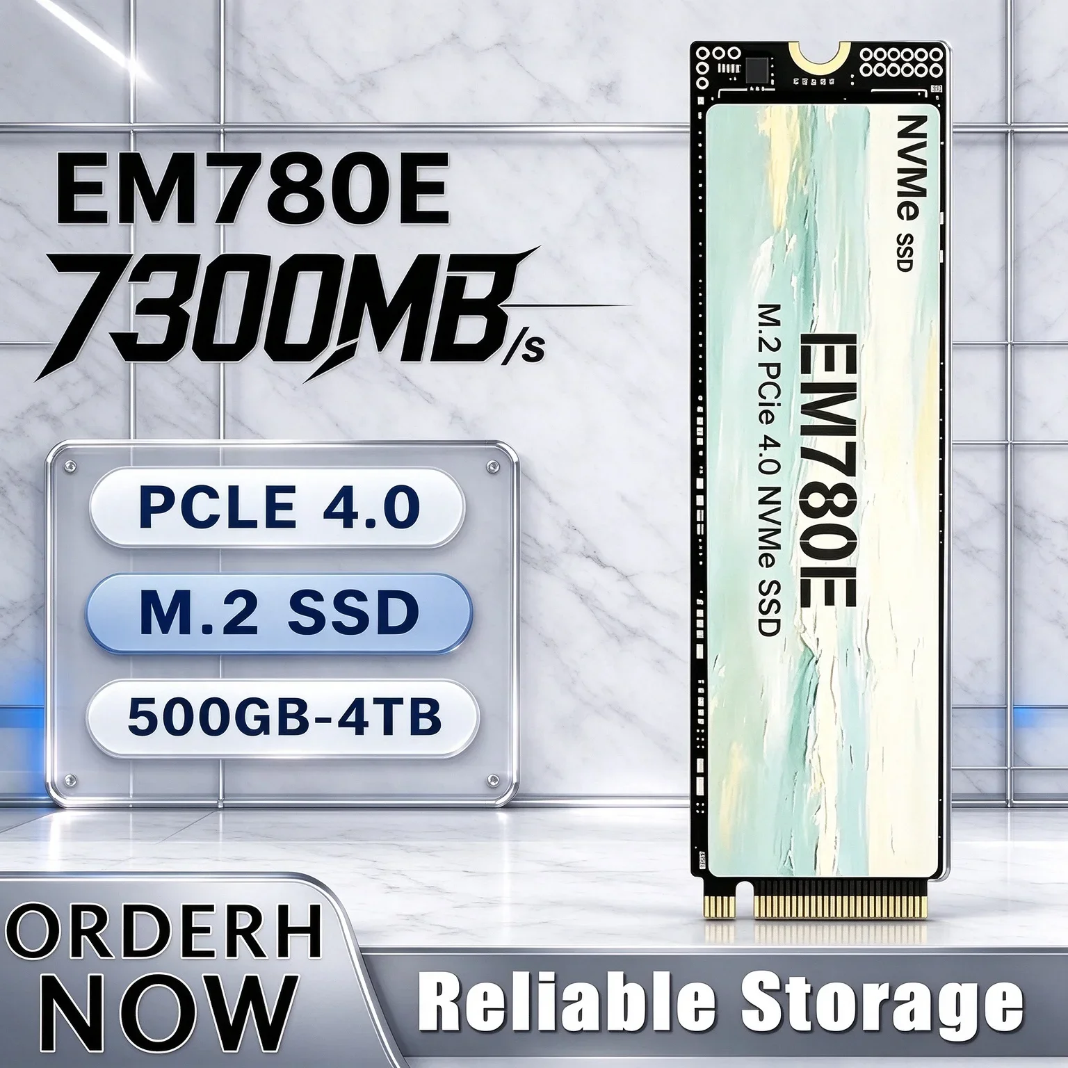 7300MB/s Quick EM780E M.2 NVMe SSD PCIe 4.0 Hard Disk 500GB to 4TB Internal Solid State Drive for Desktop PC and Laptop