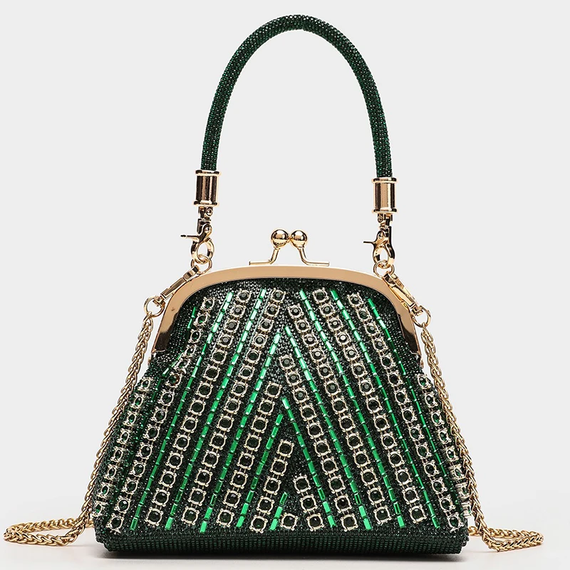 2026 New Collection Export Evening Bag Colorful Rhinestone Handheld Chain Shoulder Crossbody Clutch Bag Women Sparkling Handbag