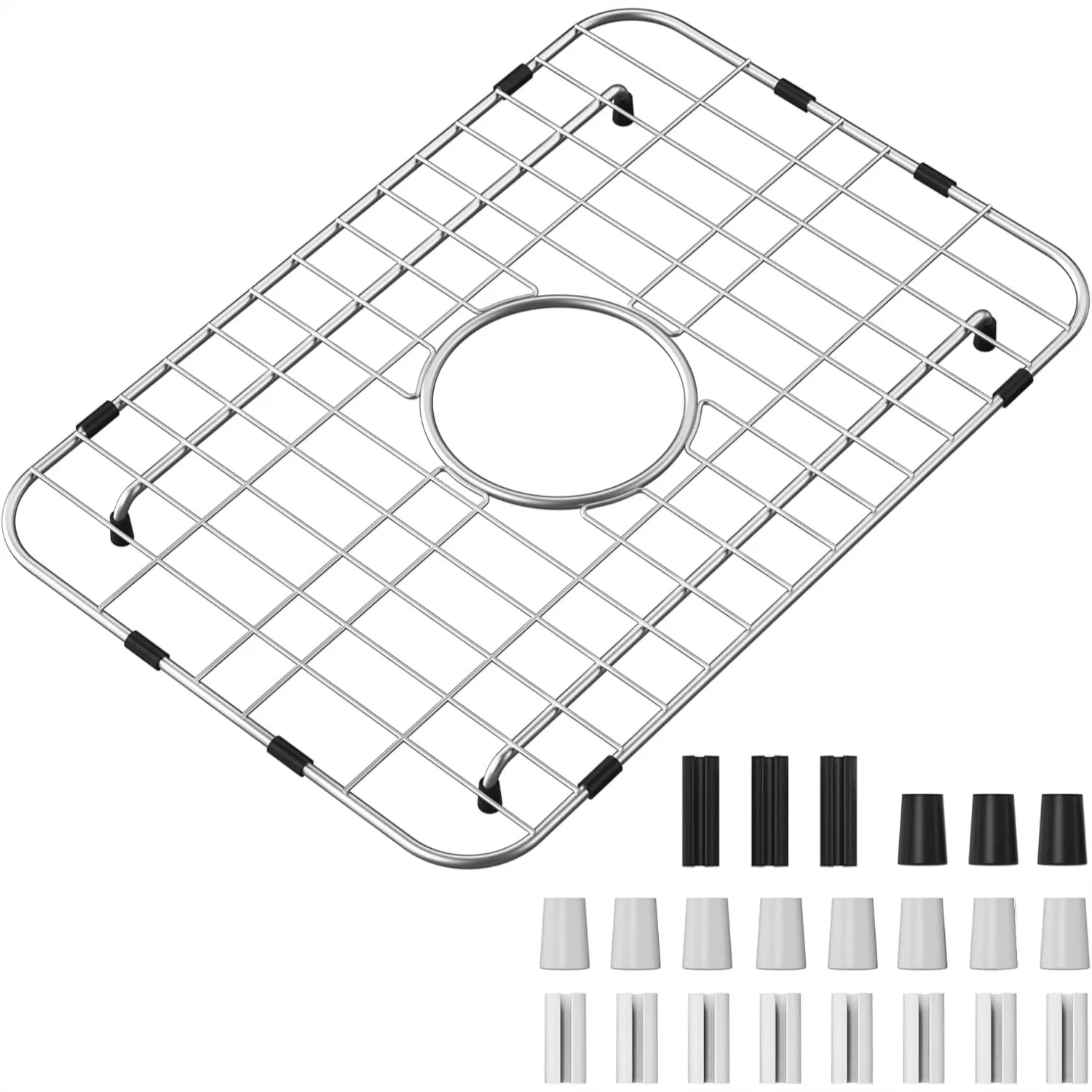 

18" x 12-1/2" Sink Grid for Single Bowl, Stainless Steel Kitchen Sink Protector with Center Drain