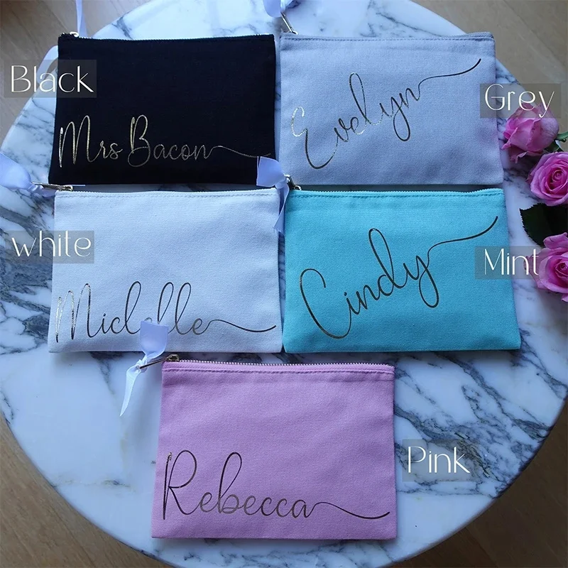 Personalized Makeup Bag Bridesmaid Gift Travel Makeup Clutch Bachelorette Party Favors Bridal Shower Proposal Birthday Gift