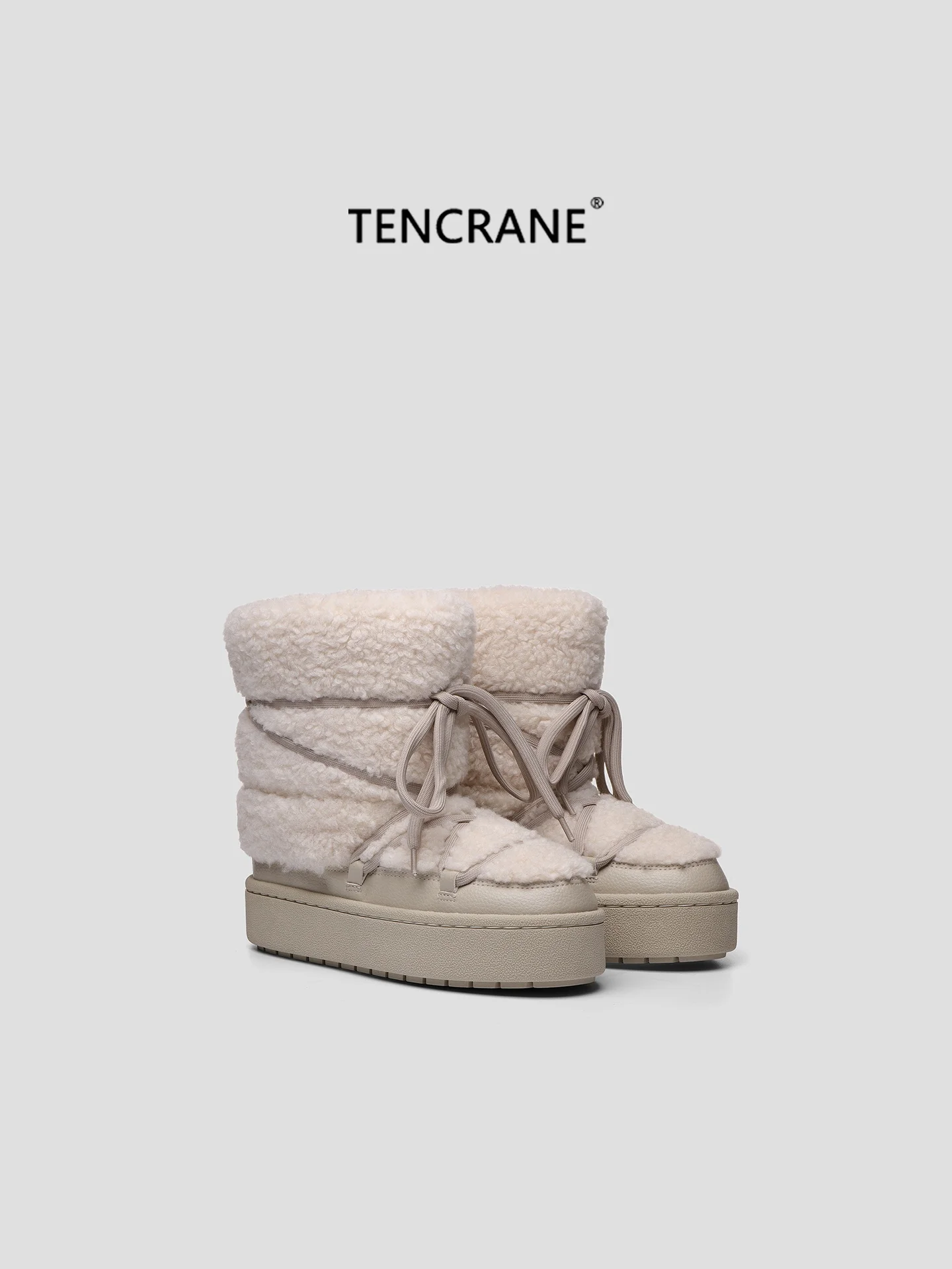 

TENCRANE Women's Furry Snow Boots Winter Warm Anti-slip Thi Bot ort Faionable All-match White Boots Waterproof Platf...